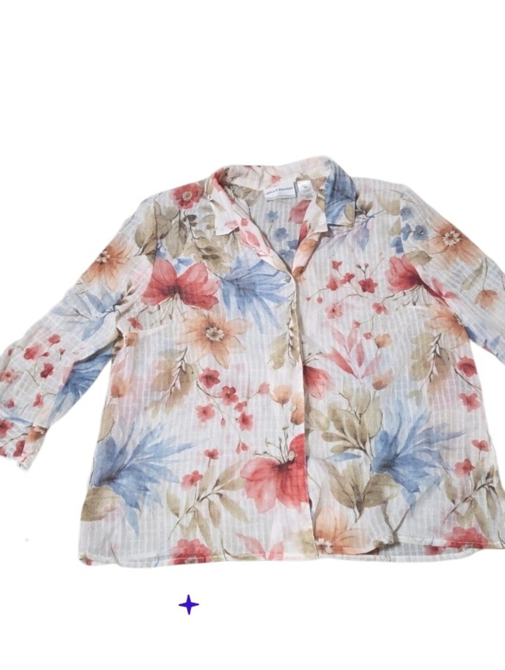 Alfred Dunner 14p Sheer Blouse Half Sleeved